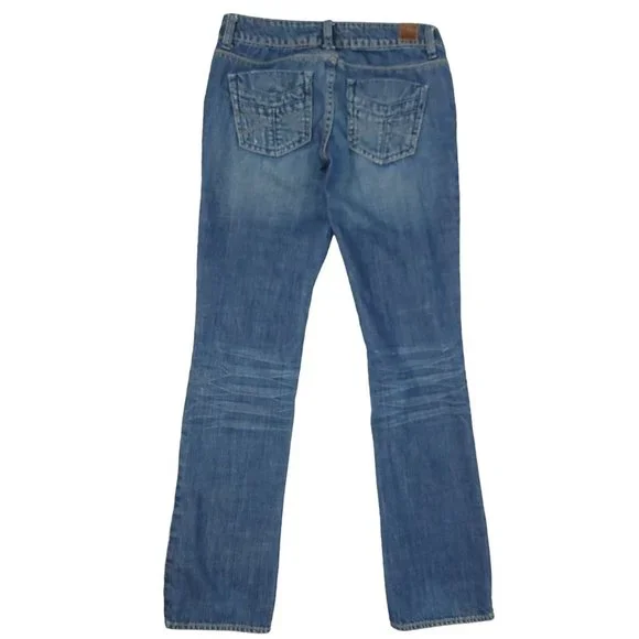 American Eagle 77 Straight Denim Jeans Womens Size 2R Distressed Medium Wash - Picture 8 of 14